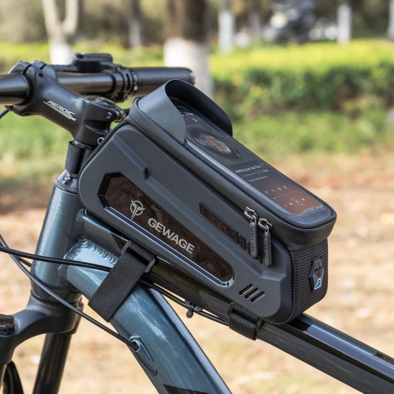 GEWAGE Bike Front Frame Bag with Phone Holder - Top Tube & Handlebar Bags for Mountain & Road Bikes - Image 2